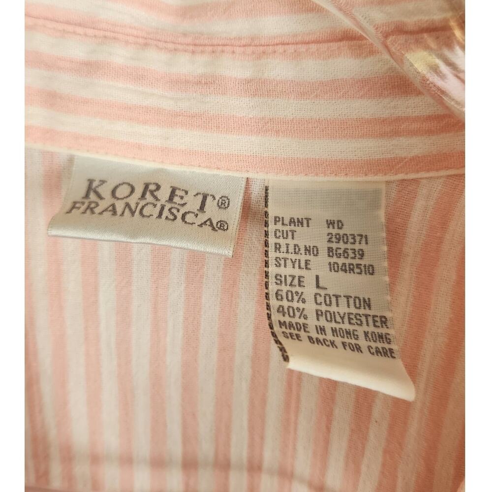 Vintage Pink Striped Button Front Embroidered Safari Animals Top Large - Picture 5 of 8